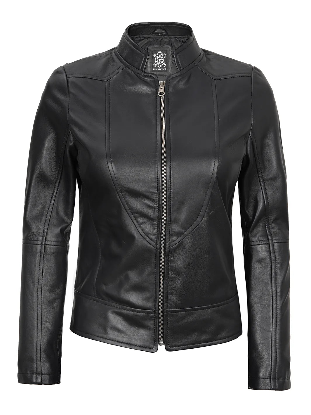 Amy Black Cafe Racer Leather Jacket for Womens 