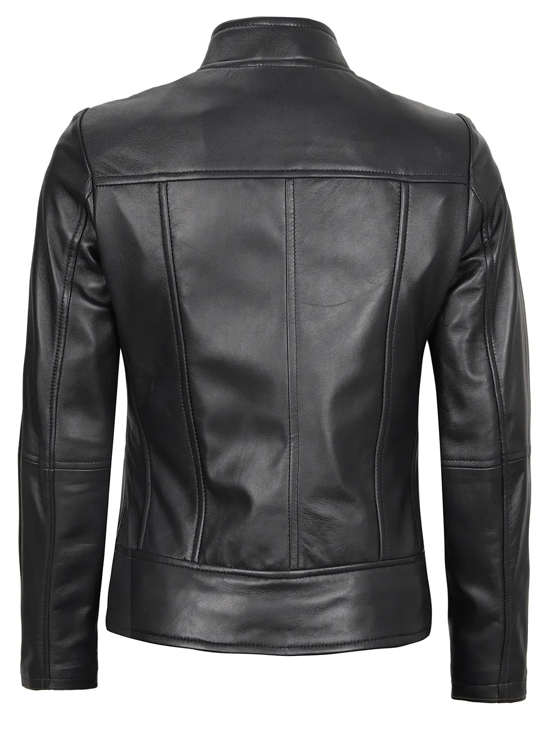 Amy Womens Black Cafe Racer Leather Jacket