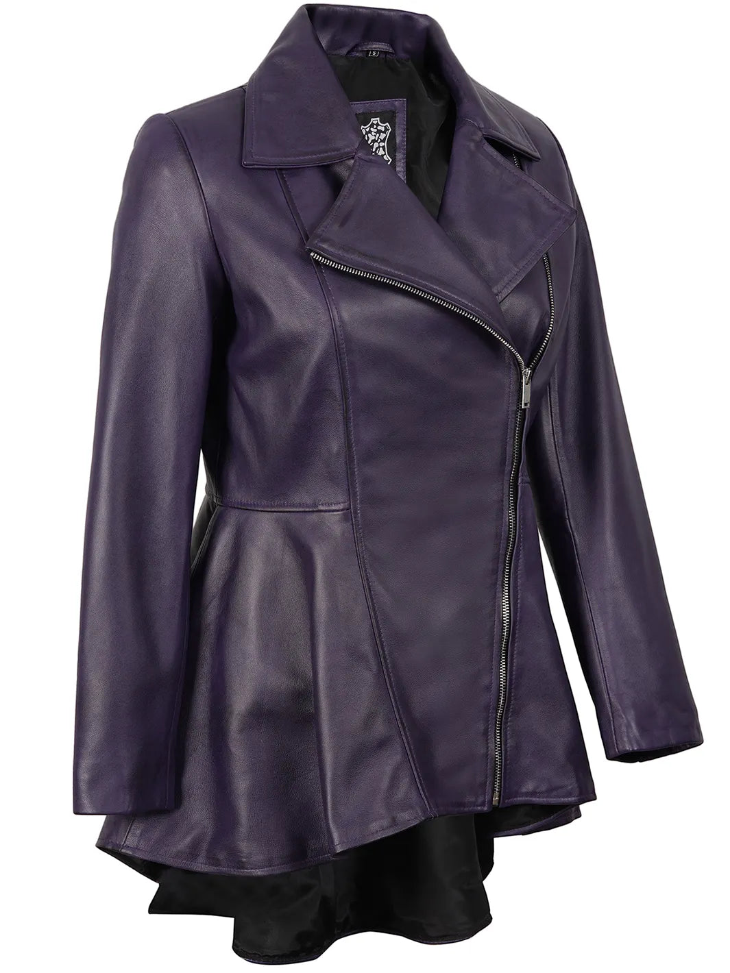 Asymmetrical Purple Peplum Leather Jackets for Womens 