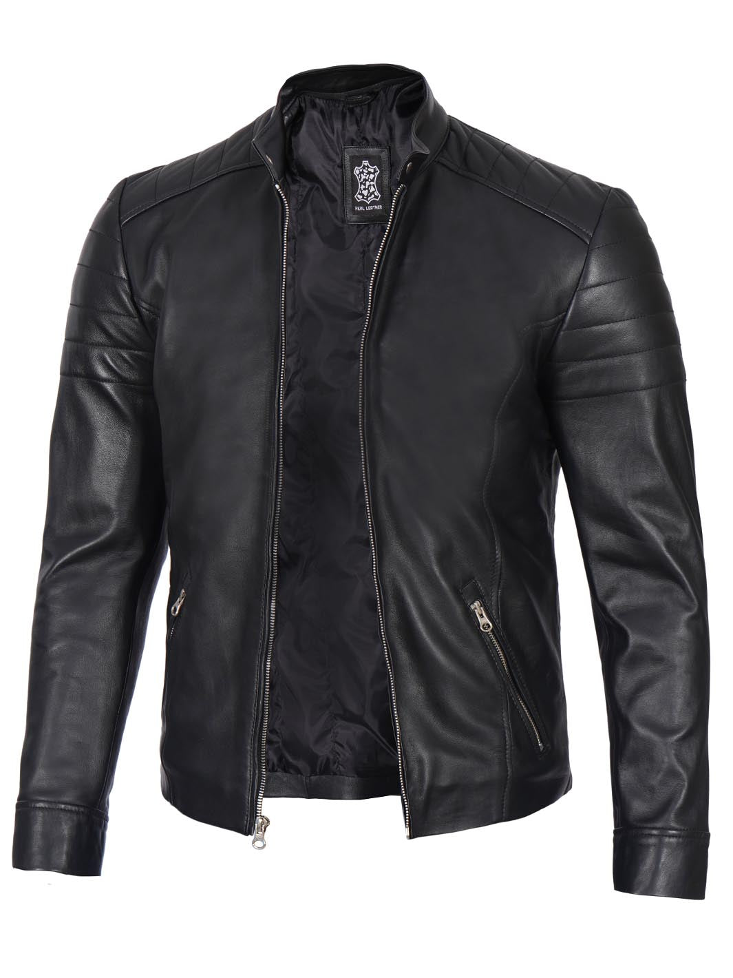 Black leather jacket for men