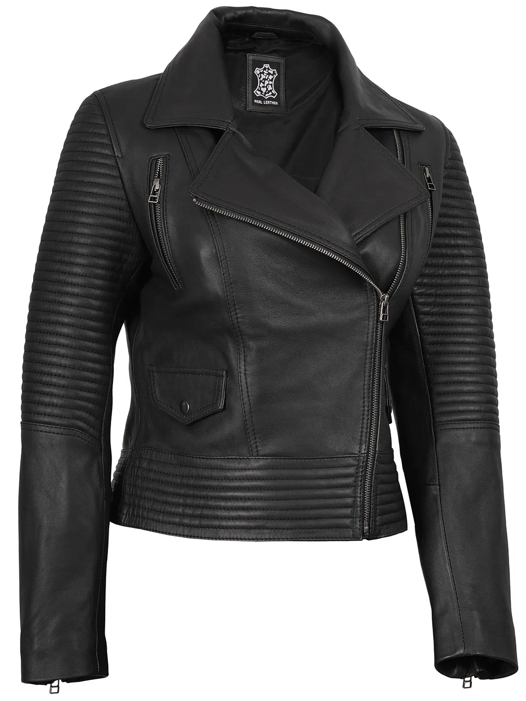 Black Leather Jacket Womens Biker 