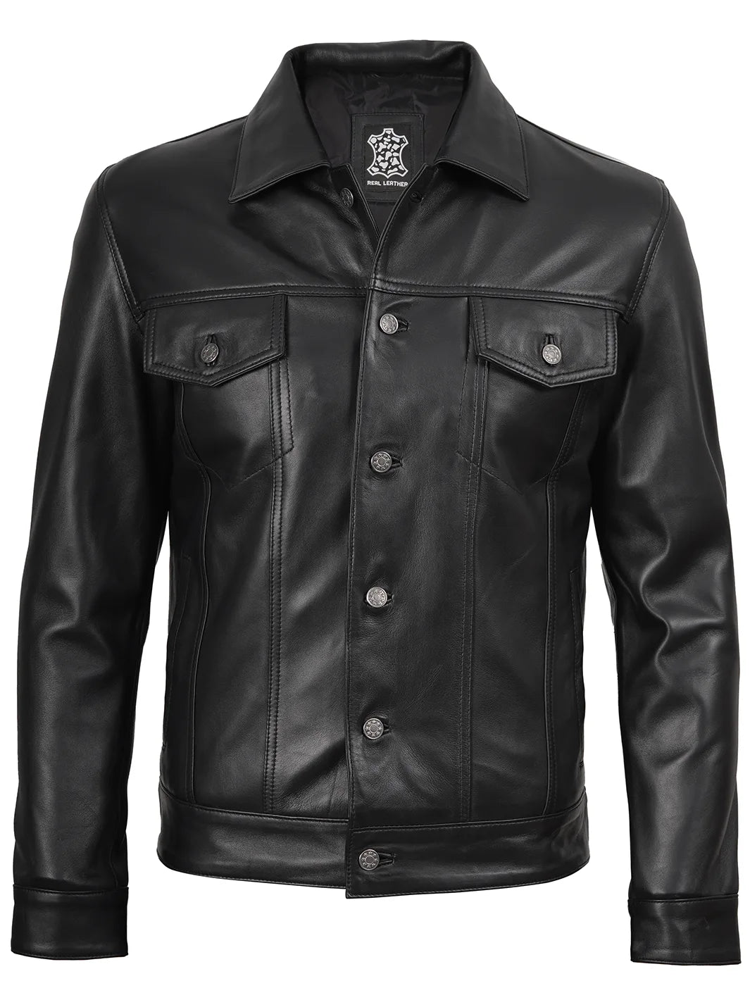 Fernando Mens Black Leather Jacket