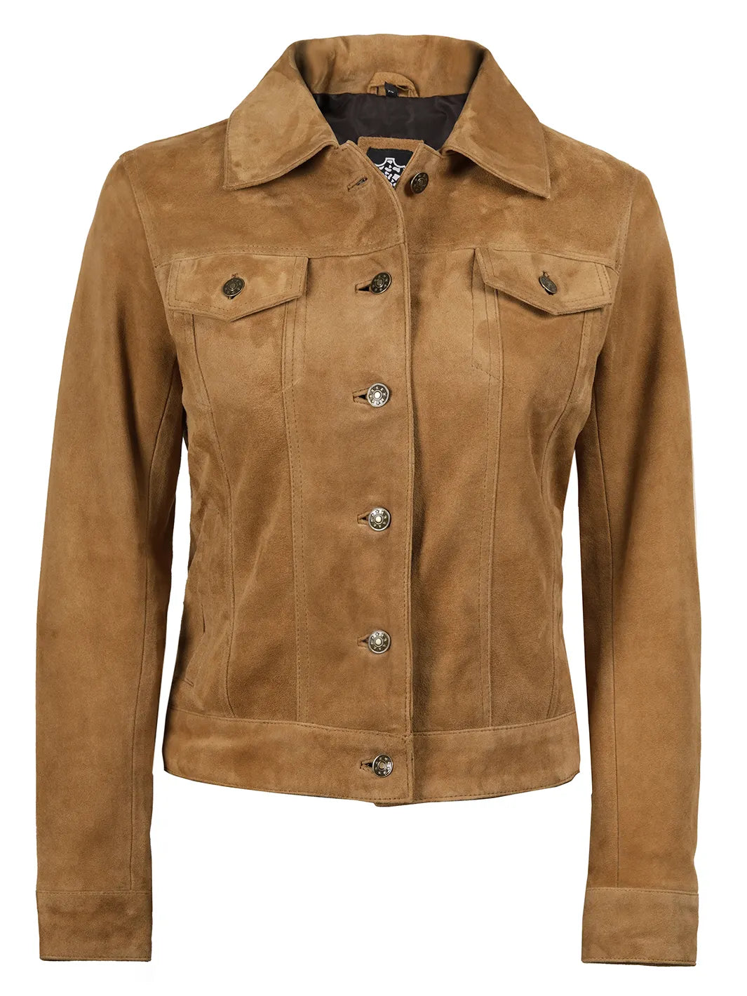 Light Tan Suede Trucker Jacket Womens