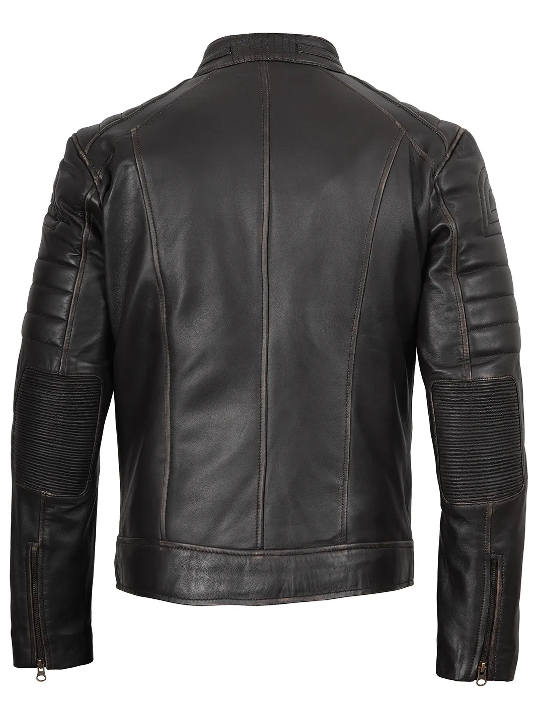 Men's Rub Off Brown Cafe Racer Leather Jacket