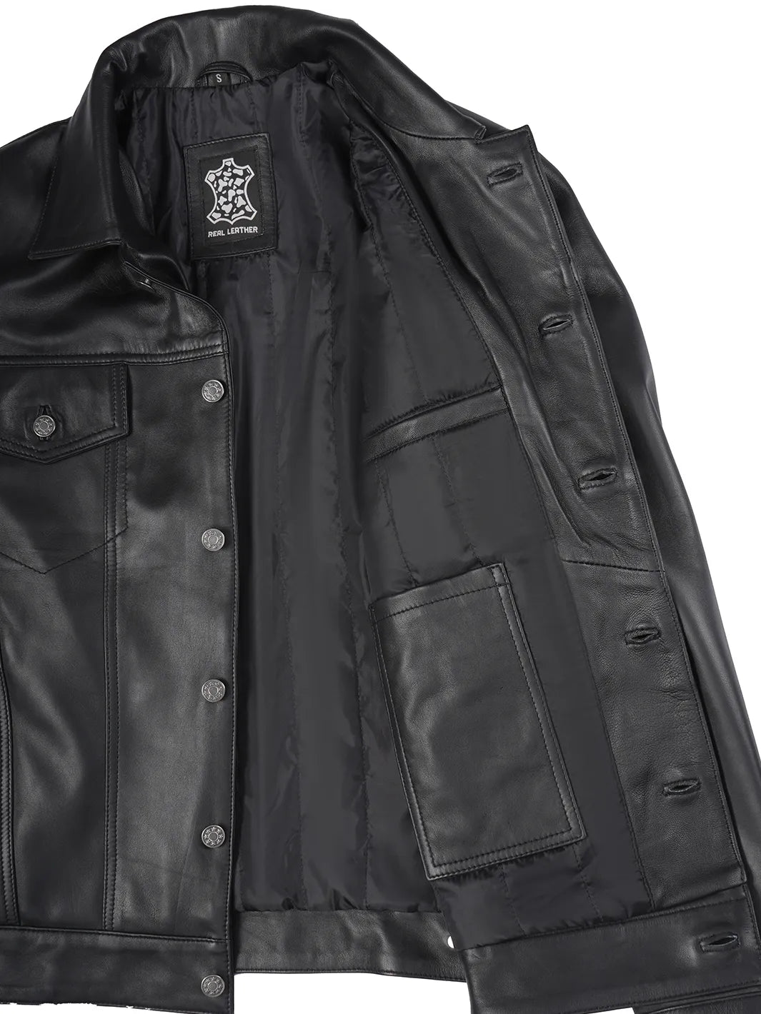 Mens Black Trucker Jacket Features 