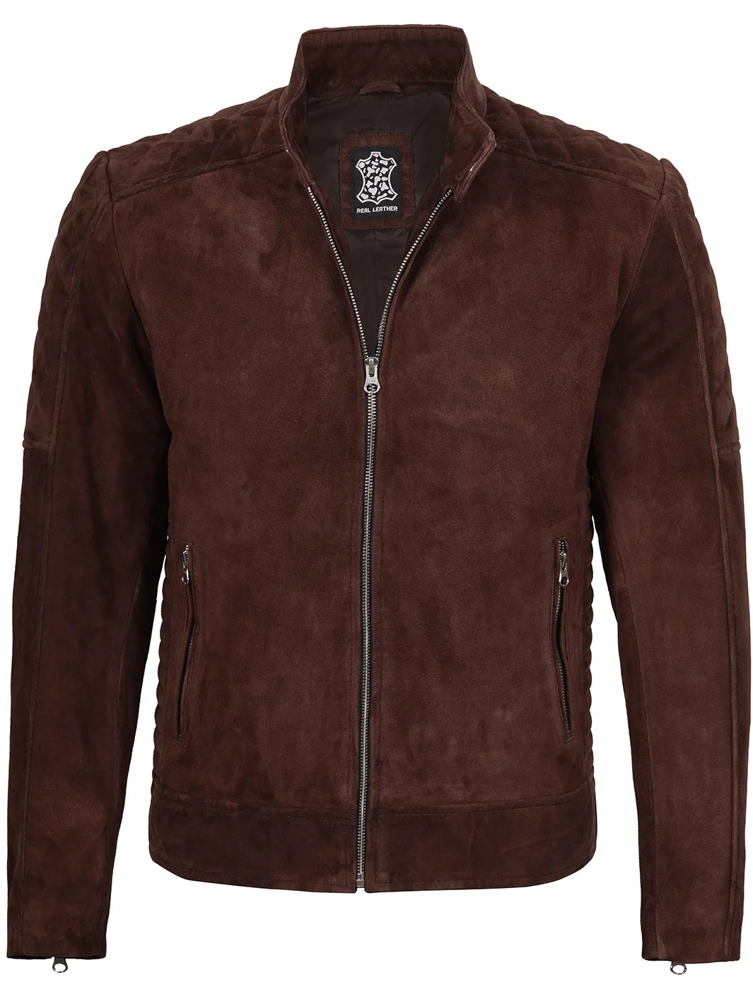 Mens Brown Suede Jacket Quilted 