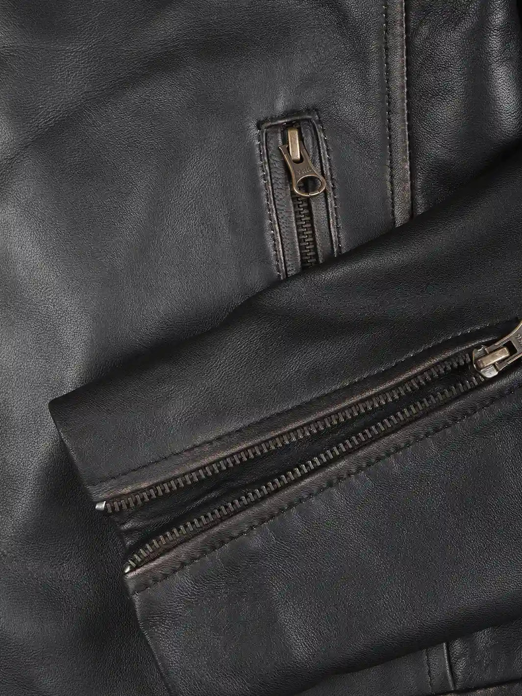Mens Dark Brown Biker Leather Jacket Features 