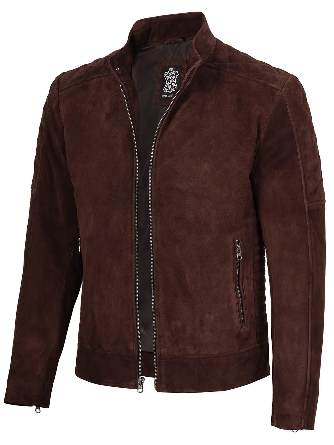 Miguel Men's Quilted Brown Suede Jacket