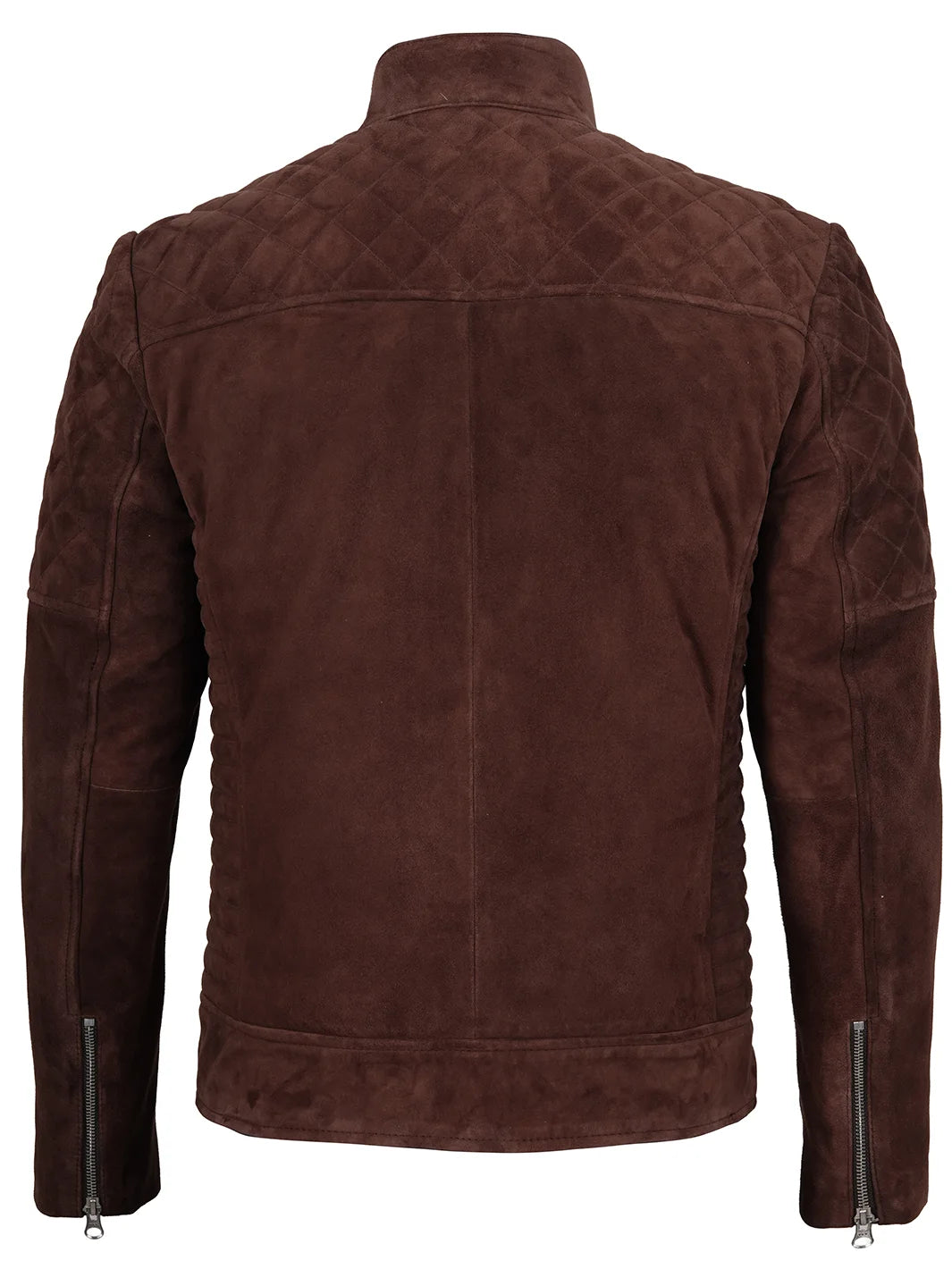 Miguel Mens Quilted Brown Suede Jacket