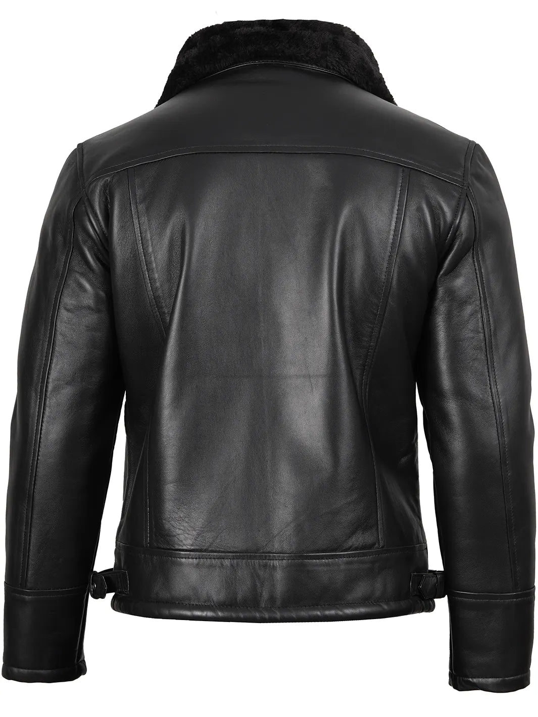 Mitchel Mens Black Shearling Leather Bomber Jacket