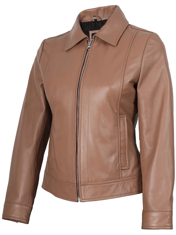 Mocha Brown Leather Jacket Womens