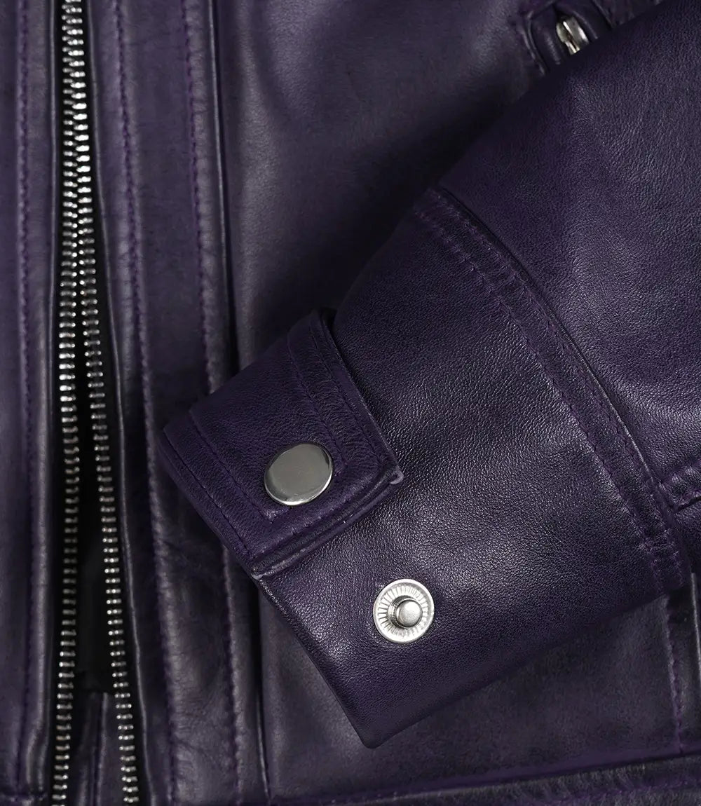Purple Real Leather Jacket for Womens