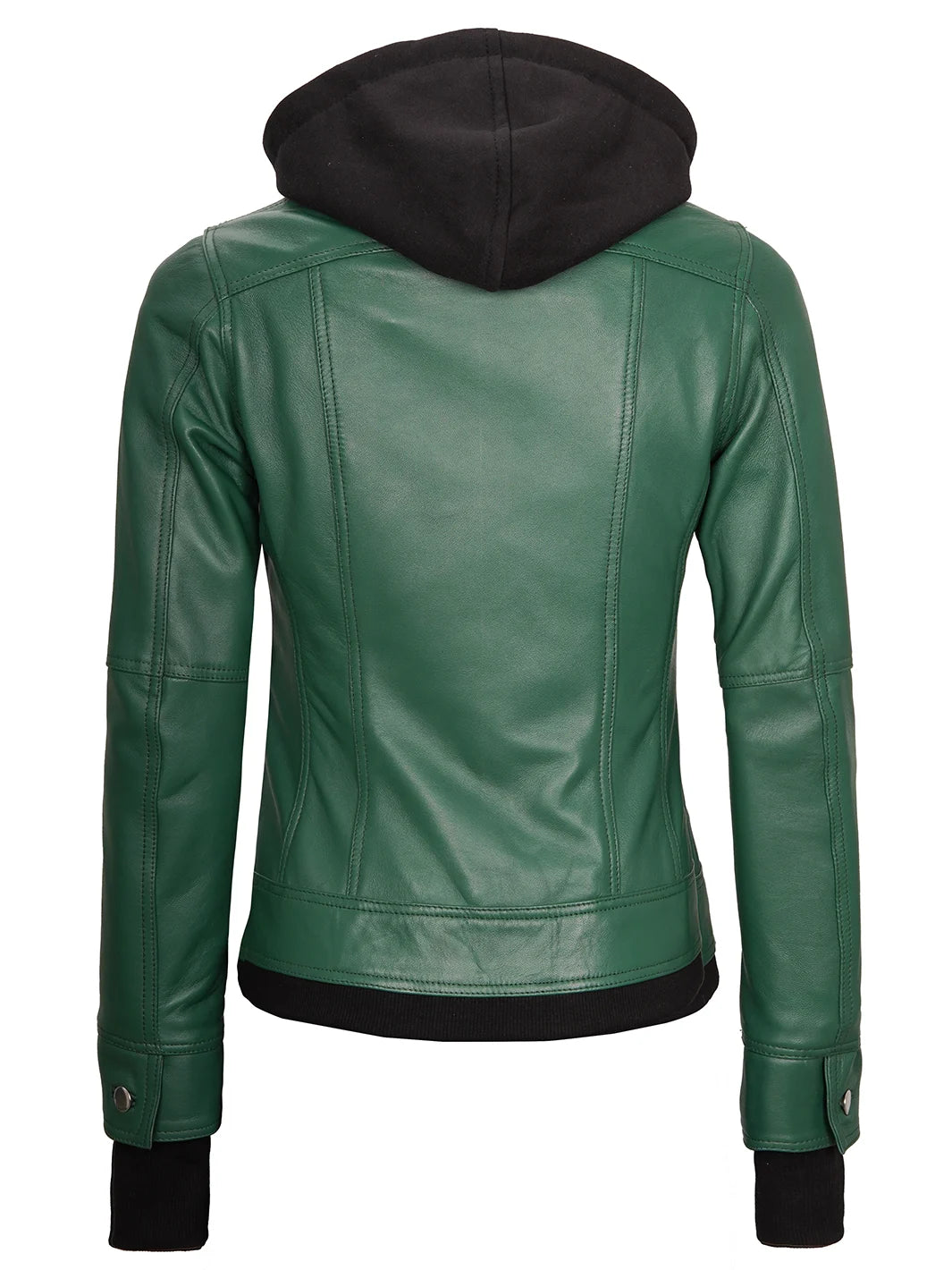 green leather jacket hooded