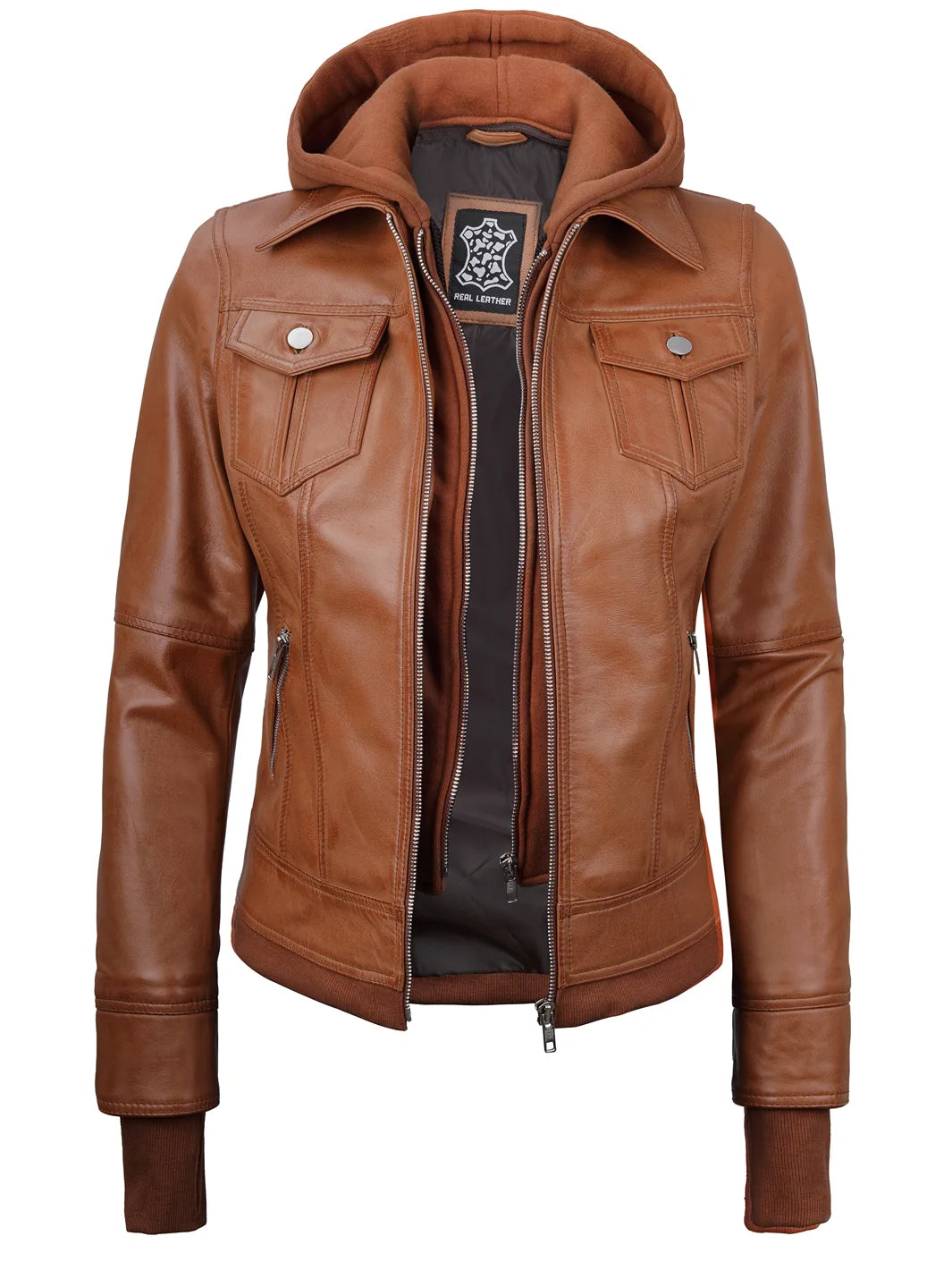womens brown hooded jacket