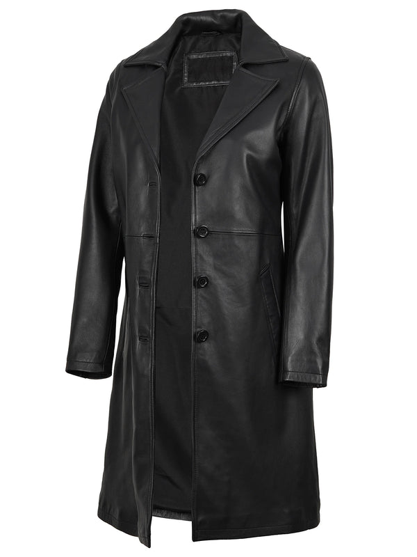 womens leather coat black 