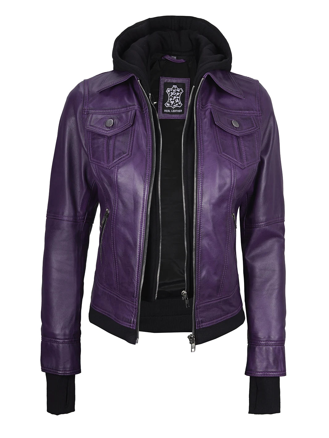 betty womens hooded jacket purple 