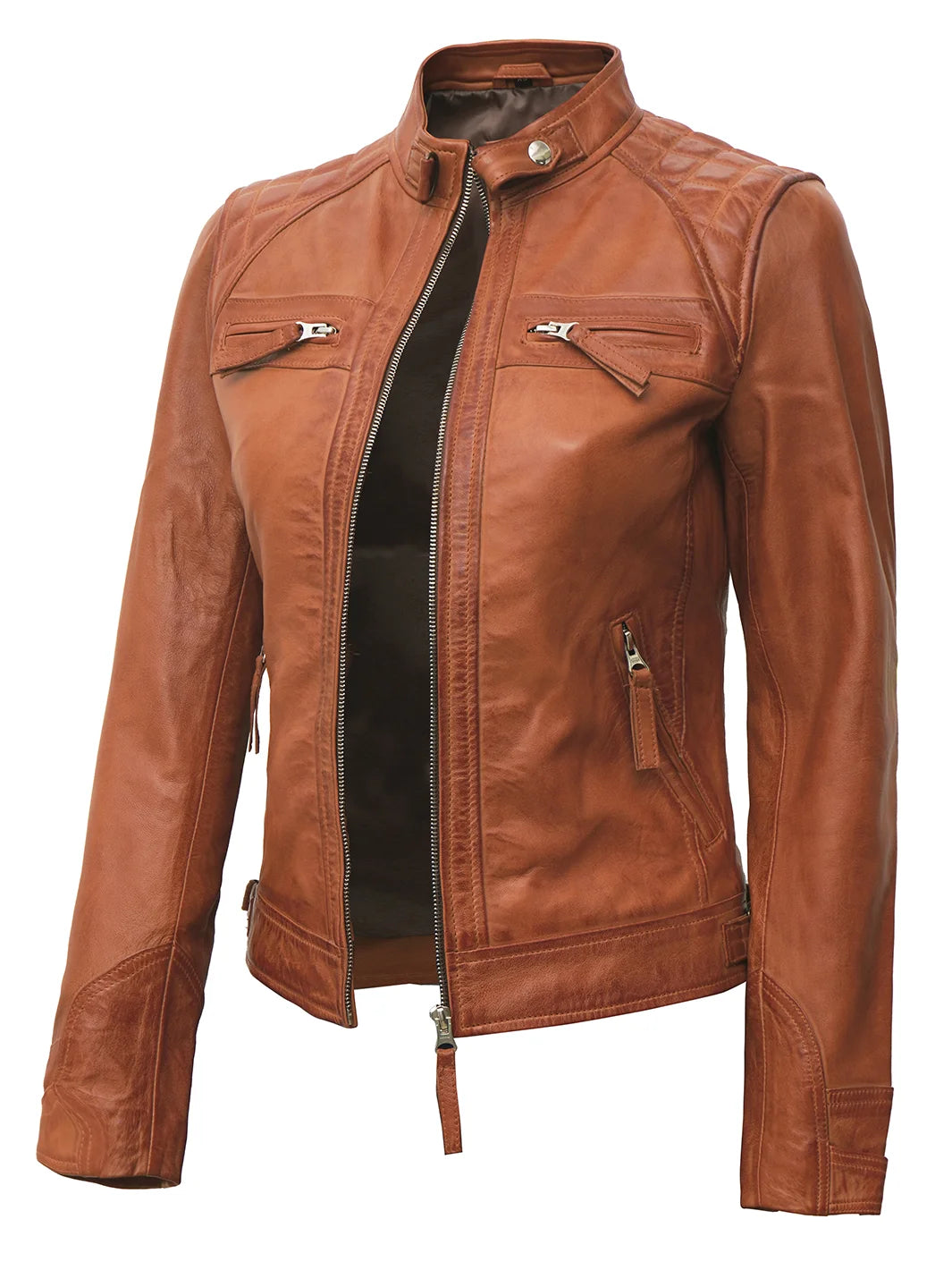 womens tan leather jacket
