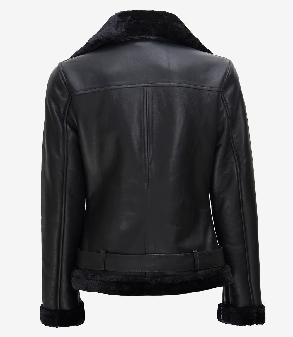 womens black shearling jacket