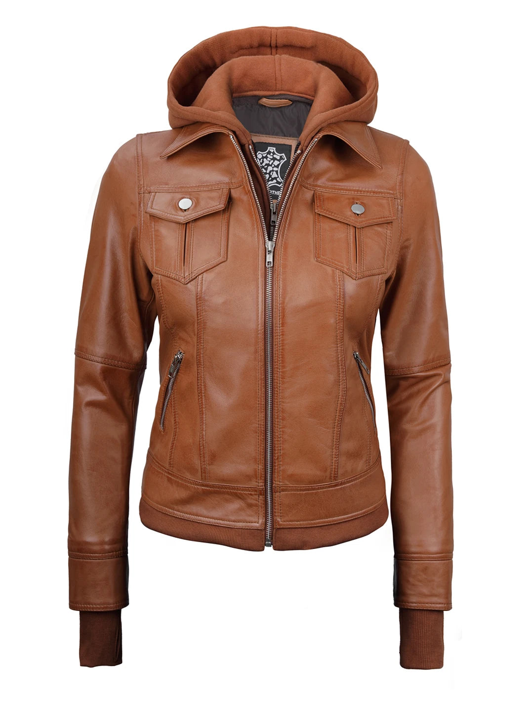 hooded jacket brown womens 