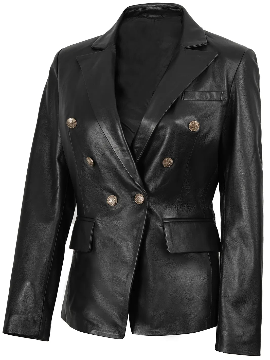 real leather blazer womens black 