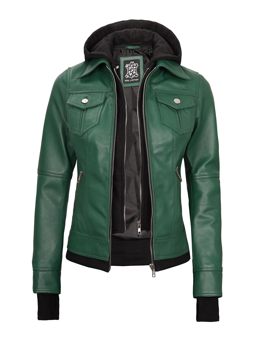 womens hooded jacket green